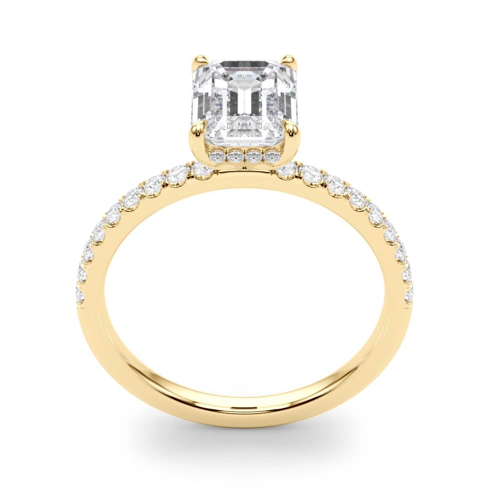 Jasmine Emerald-cut Hidden Halo Engagement Ring In 14k White Gold