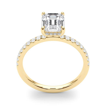 Jasmine Emerald-cut Hidden Halo Engagement Ring In 14k White Gold