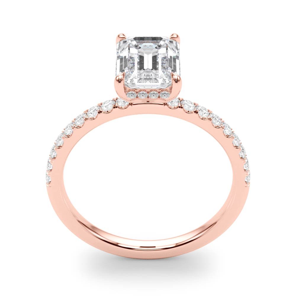 Jasmine Emerald-cut Hidden Halo Engagement Ring In 14k White Gold