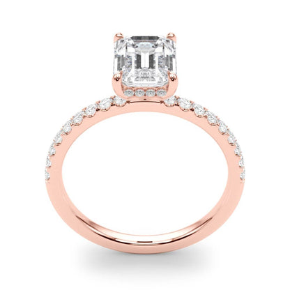 Jasmine Emerald-cut Hidden Halo Engagement Ring In 14k White Gold