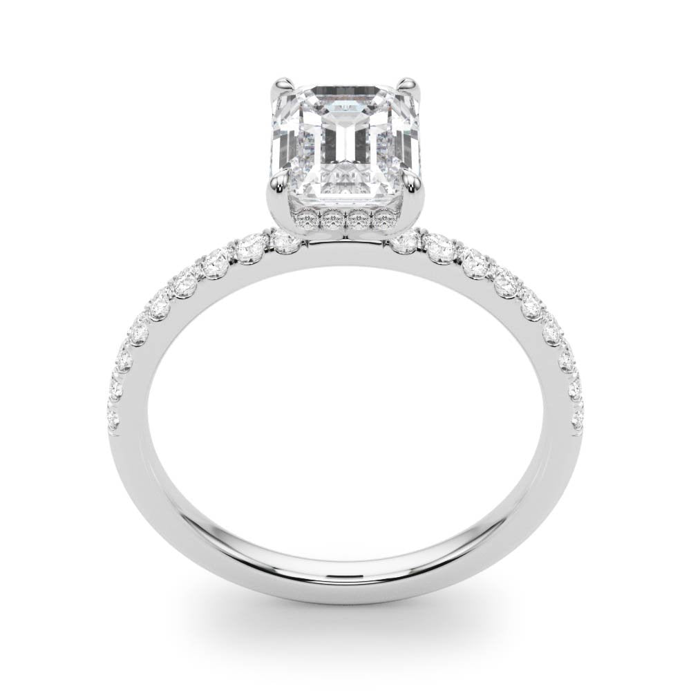 Jasmine Emerald-cut Hidden Halo Engagement Ring In 14k White Gold