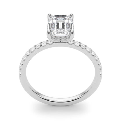 Jasmine Emerald-cut Hidden Halo Engagement Ring In 14k White Gold
