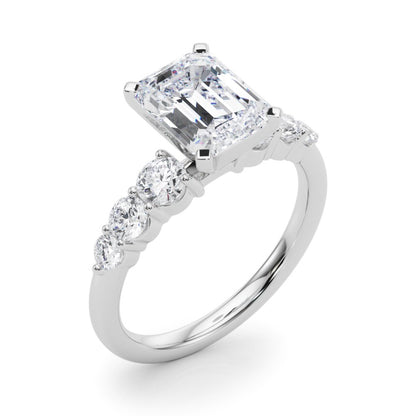 Camille Round Single Row Engagement Ring In 14k White Gold