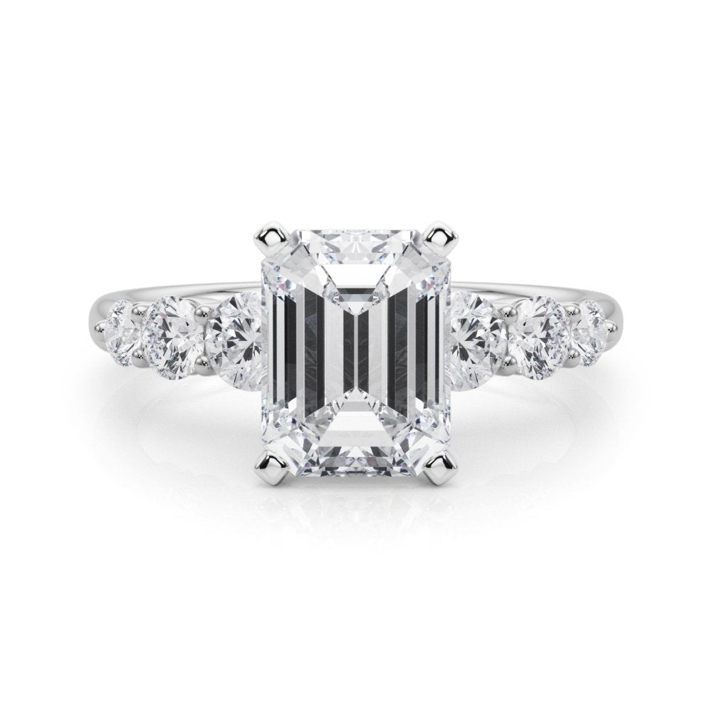 Camille Round Single Row Engagement Ring In 14k White Gold