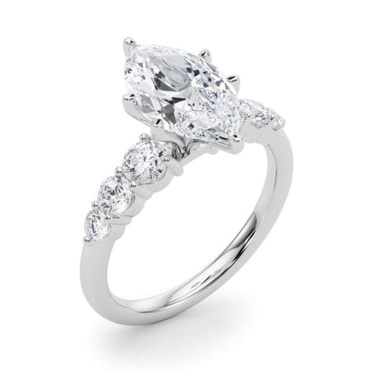 Camille Round Single Row Engagement Ring In 14k White Gold