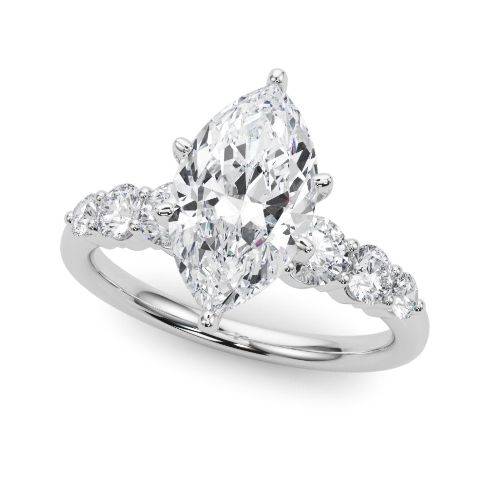 Camille Round Single Row Engagement Ring In 14k White Gold