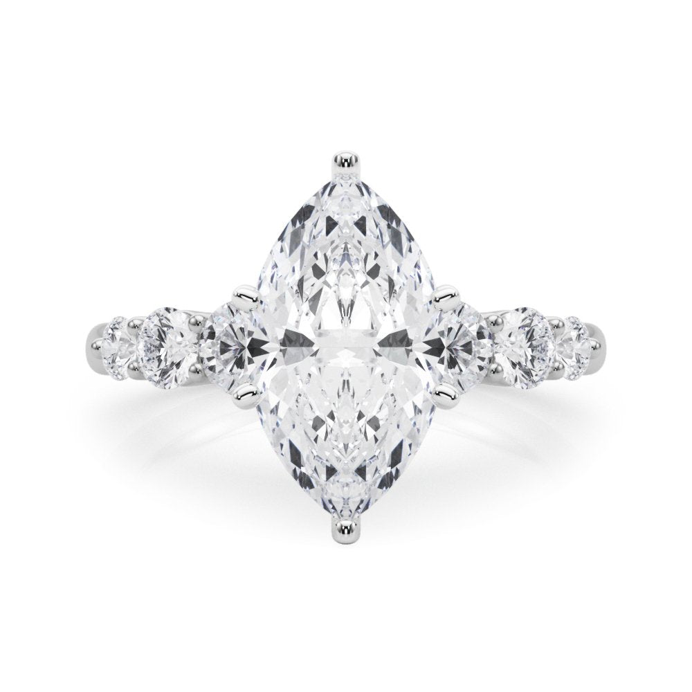 Camille Round Single Row Engagement Ring In 14k White Gold