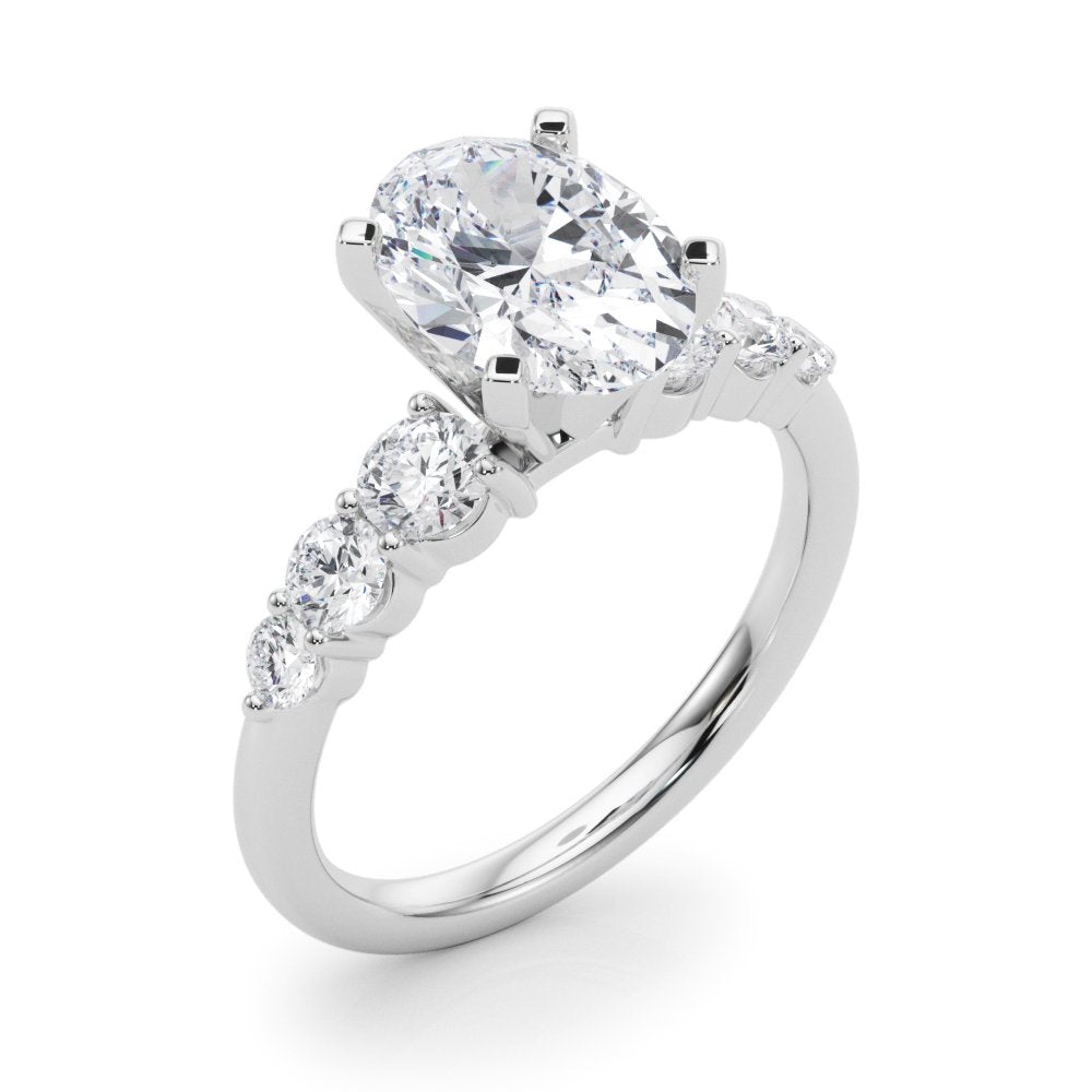 Camille Round Single Row Engagement Ring In 14k White Gold