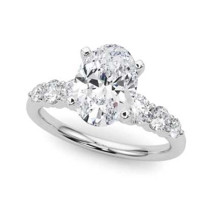 Camille Round Single Row Engagement Ring In 14k White Gold