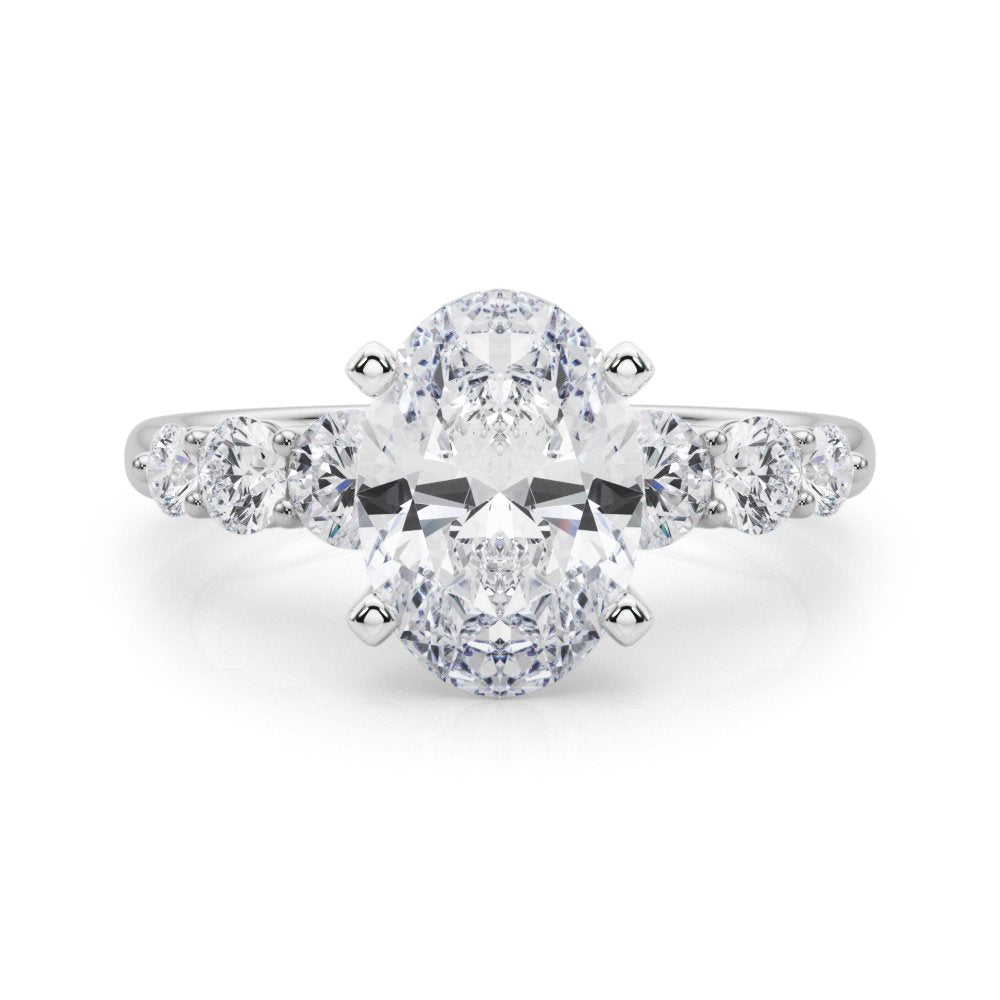 Camille Round Single Row Engagement Ring In 14k White Gold