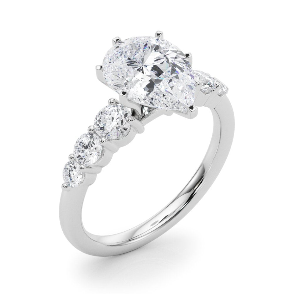 Camille Round Single Row Engagement Ring In 14k White Gold