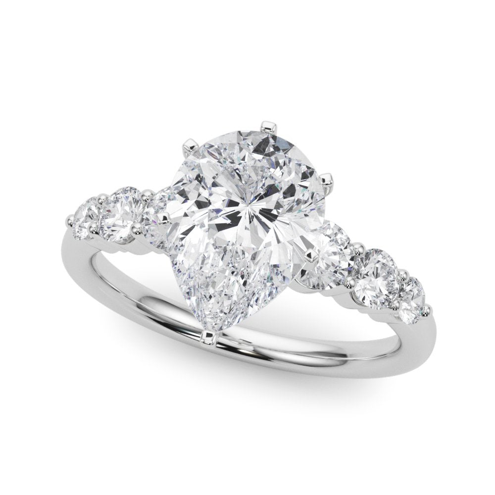 Camille Round Single Row Engagement Ring In 14k White Gold
