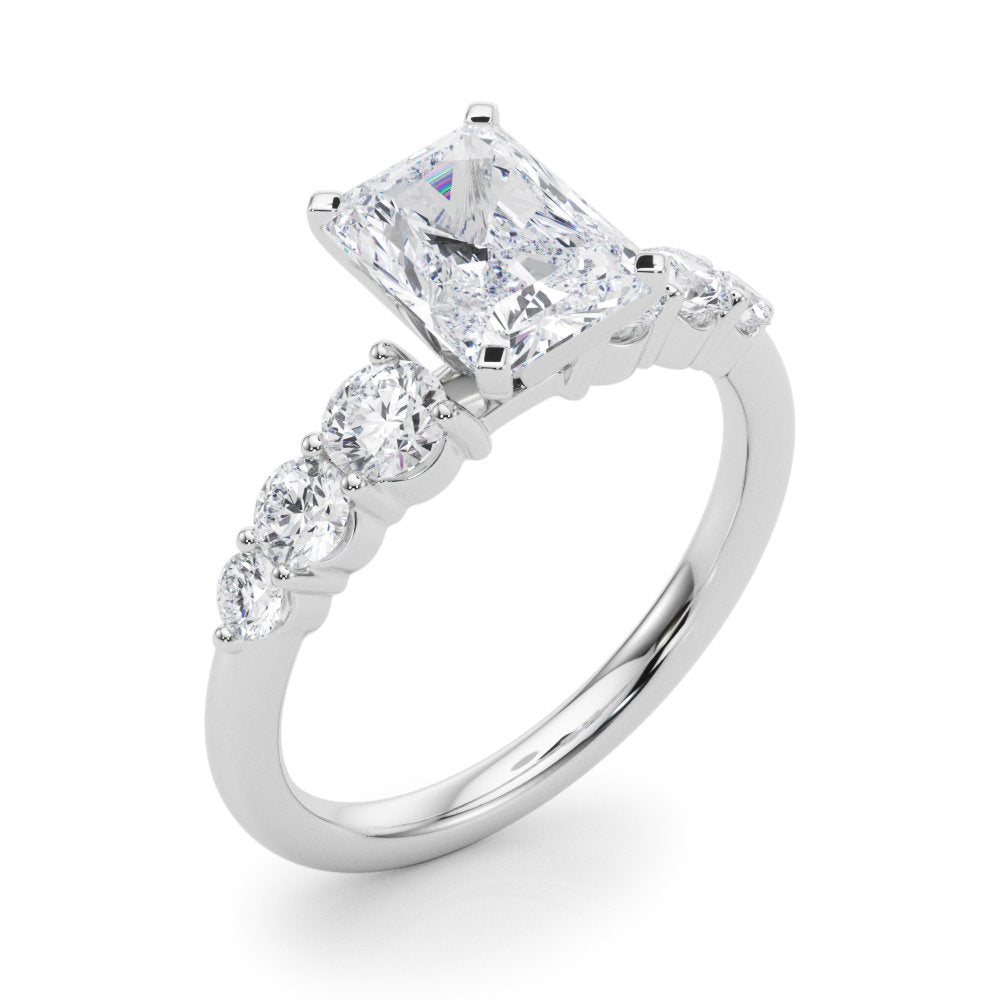 Camille Round Single Row Engagement Ring In 14k White Gold