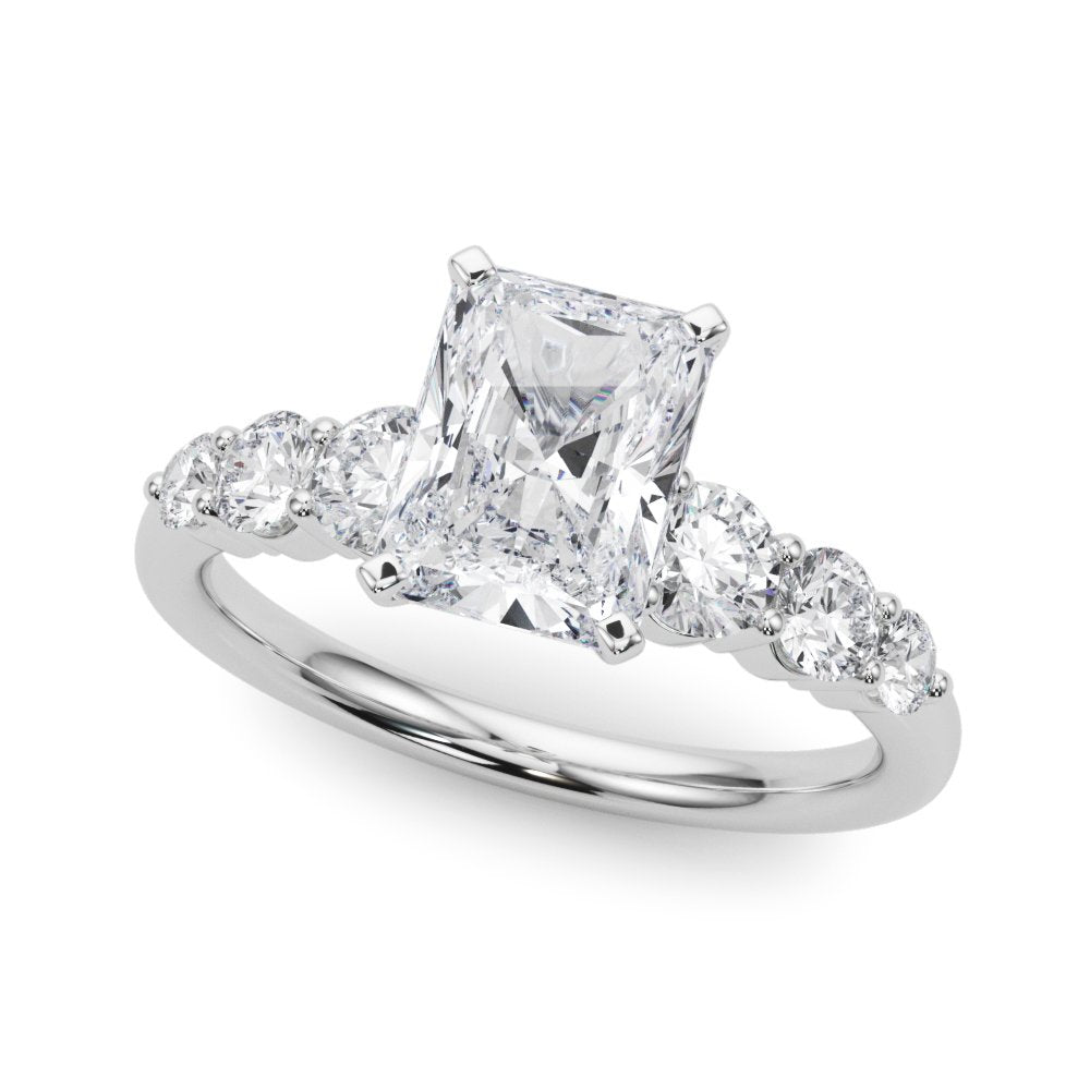 Camille Round Single Row Engagement Ring In 14k White Gold