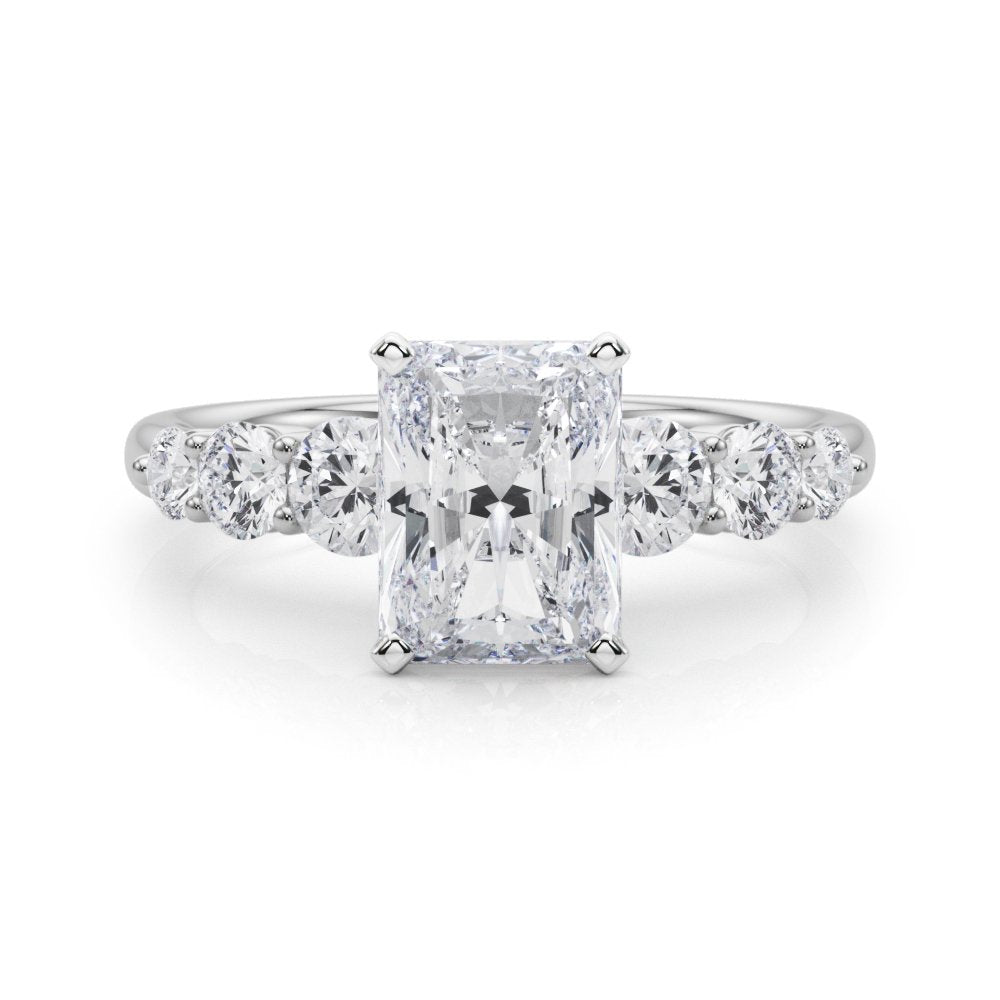 Camille Round Single Row Engagement Ring In 14k White Gold