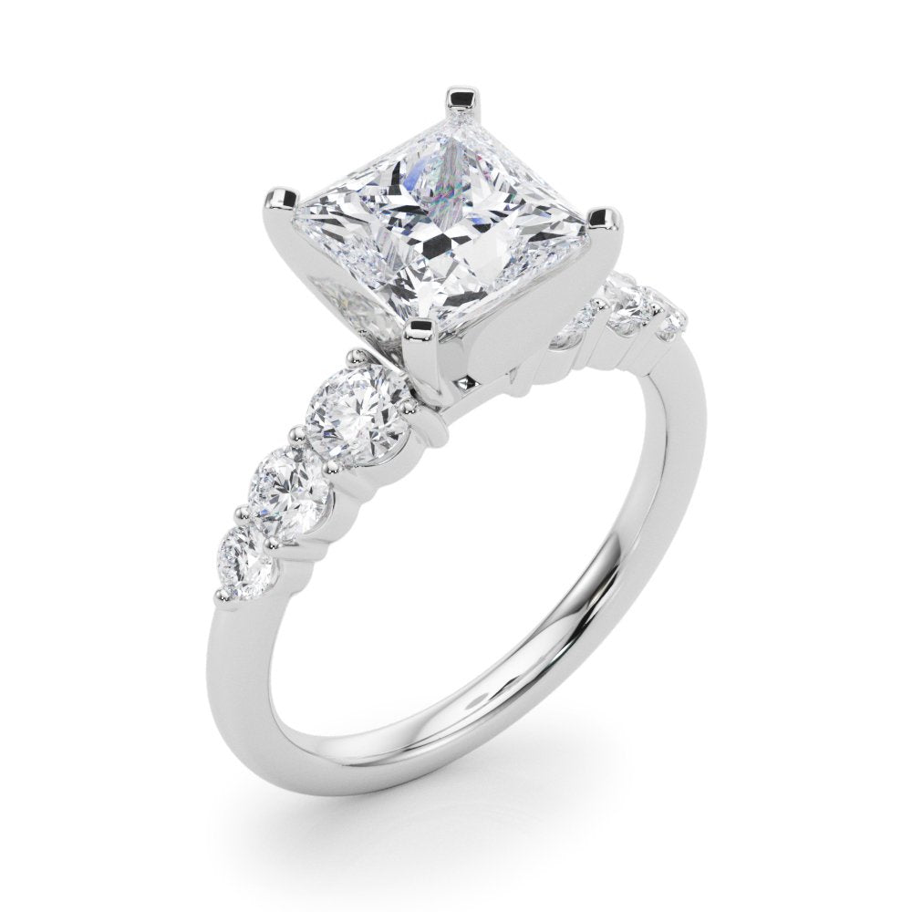 Camille Round Single Row Engagement Ring In 14k White Gold