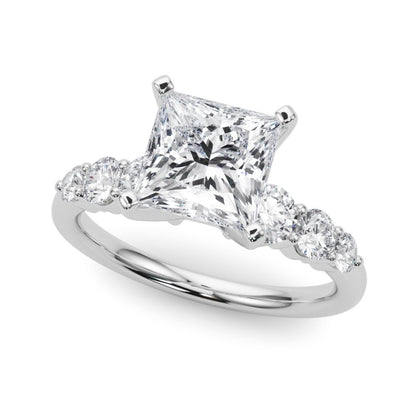 Camille Round Single Row Engagement Ring In 14k White Gold