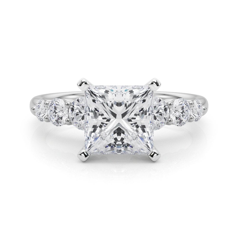 Camille Round Single Row Engagement Ring In 14k White Gold