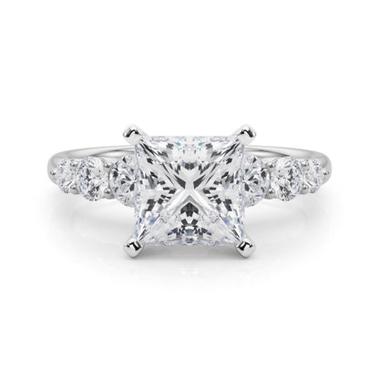 Camille Round Single Row Engagement Ring In 14k White Gold