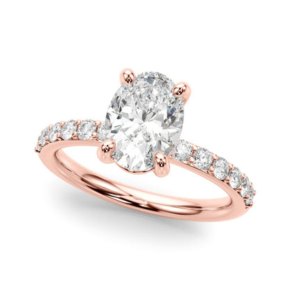 Alexa Oval Single Row Engagement Ring In 14k White Gold