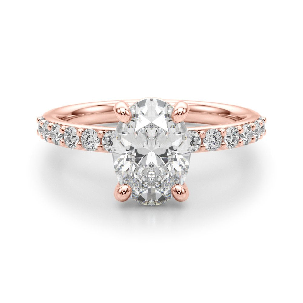 Alexa Oval Single Row Engagement Ring In 14k White Gold