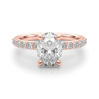 Alexa Oval Single Row Engagement Ring In 14k White Gold