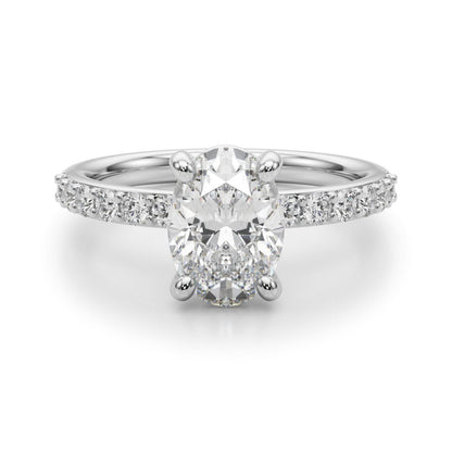Alexa Oval Single Row Engagement Ring In 14k White Gold