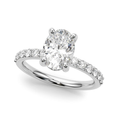 Alexa Oval Single Row Engagement Ring In 14k White Gold