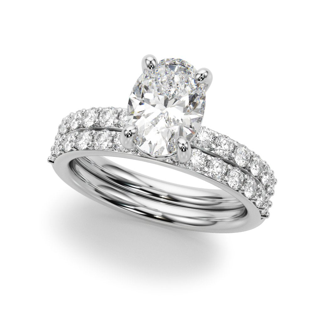 Alexa Oval Single Row Engagement Ring In 14k White Gold