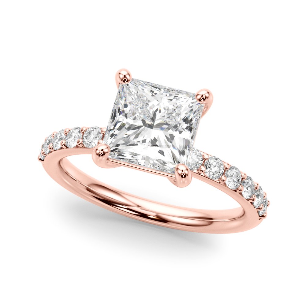 Bianca Princess-cut Single Row Engagement Ring In 14k White Gold