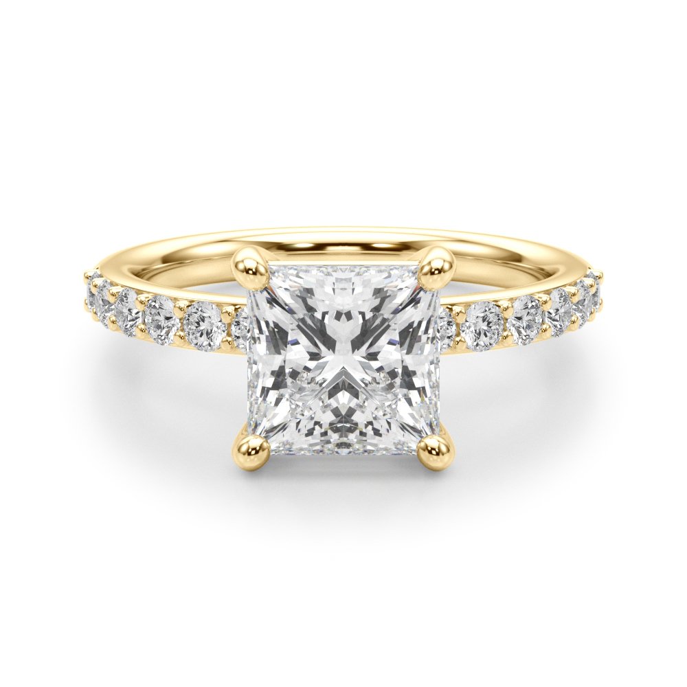 Bianca Princess-cut Single Row Engagement Ring In 14k White Gold