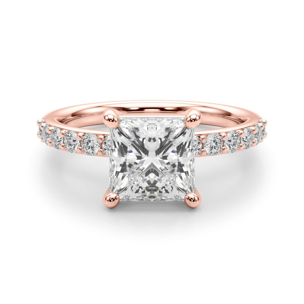 Bianca Princess-cut Single Row Engagement Ring In 14k White Gold