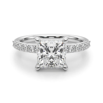Bianca Princess-cut Single Row Engagement Ring In 14k White Gold