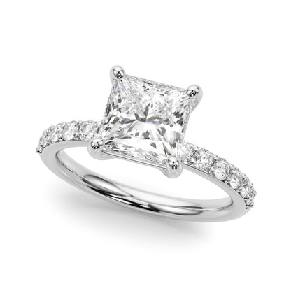 Bianca Princess-cut Single Row Engagement Ring In 14k White Gold