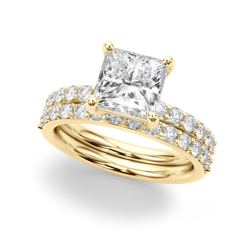 Bianca Princess-cut Single Row Engagement Ring In 14k White Gold