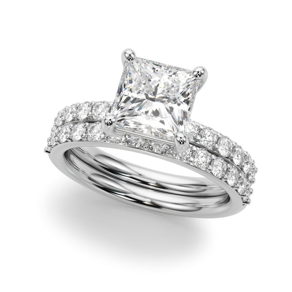 Bianca Princess-cut Single Row Engagement Ring In 14k White Gold