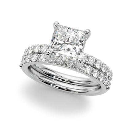 Bianca Princess-cut Single Row Engagement Ring In 14k White Gold