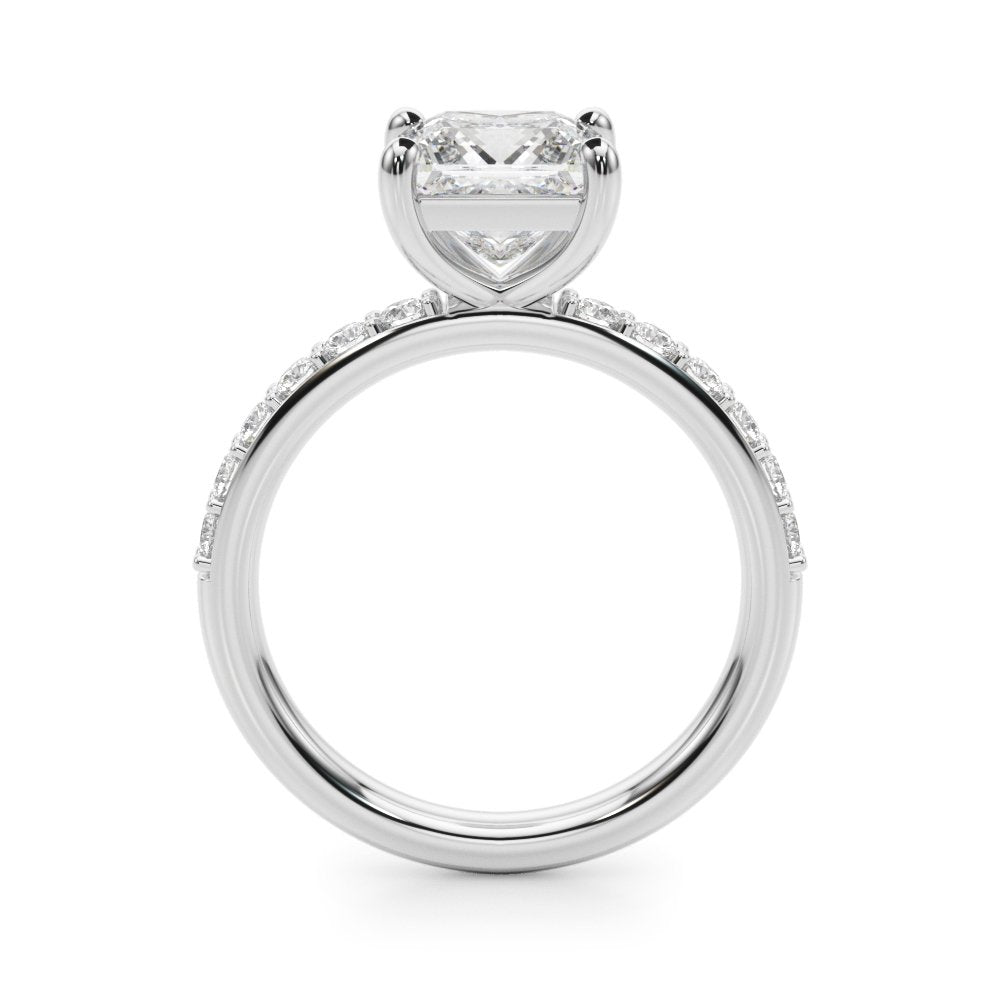 Bianca Princess-cut Single Row Engagement Ring In 14k White Gold