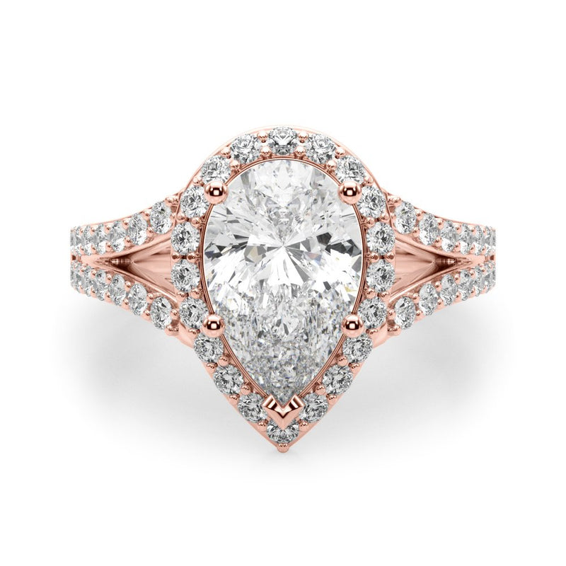 Ariel Pear Halo Engagement Ring