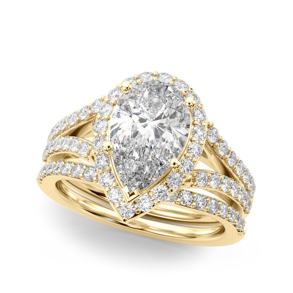 Ariel Pear Hidden Halo Engagement Ring