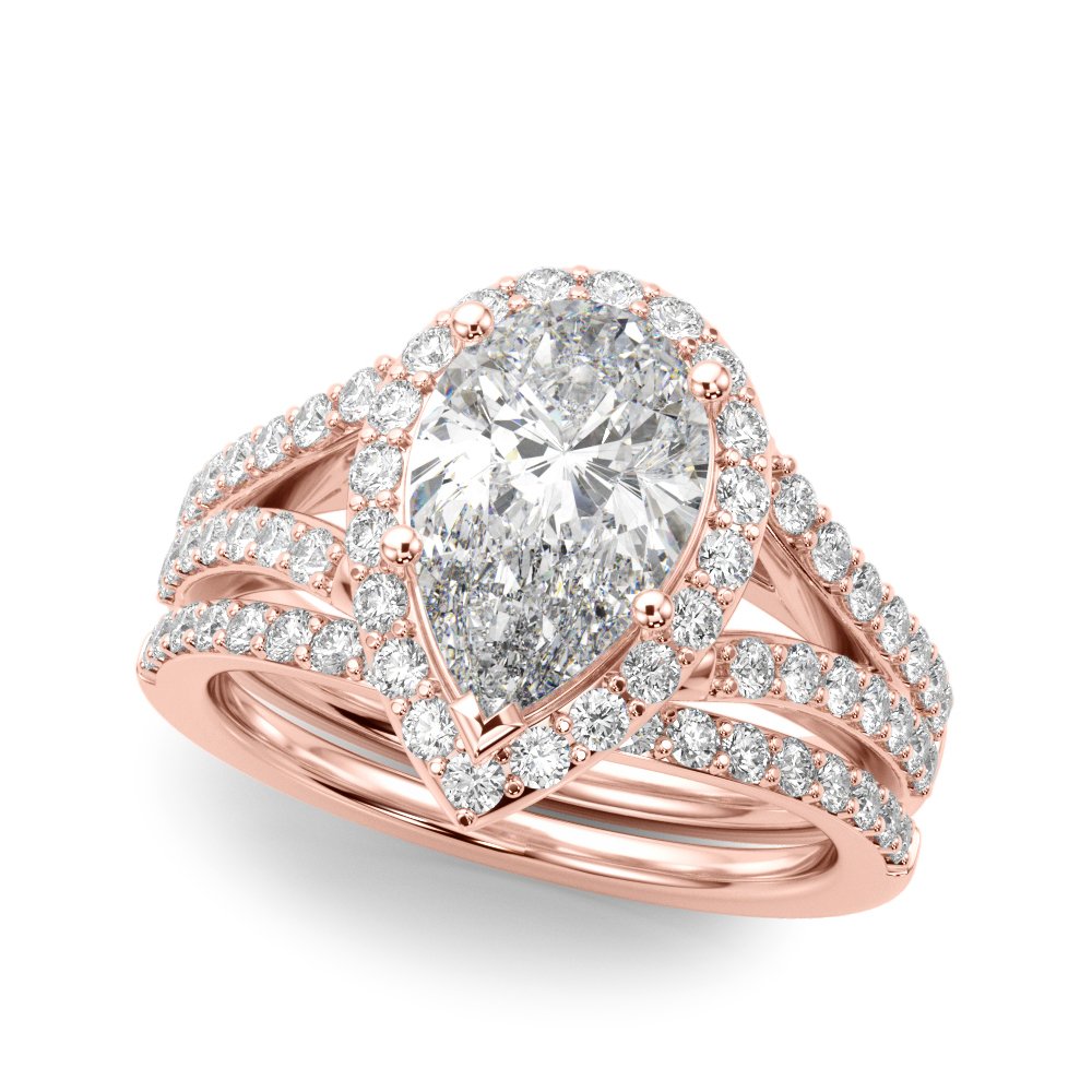 Ariel Pear Hidden Halo Engagement Ring