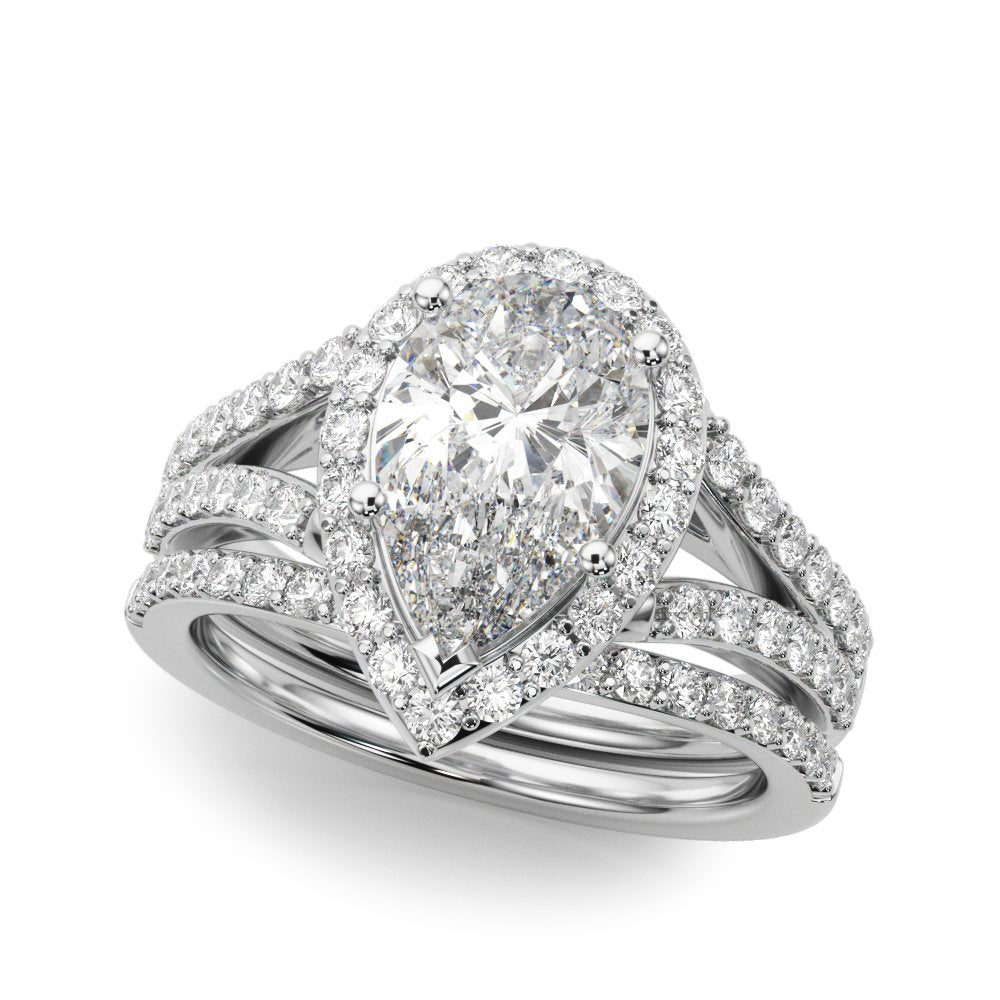 Ariel Pear Hidden Halo Engagement Ring