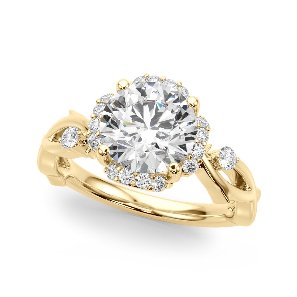 Tara Round Twisted Shank Halo Engagement Ring