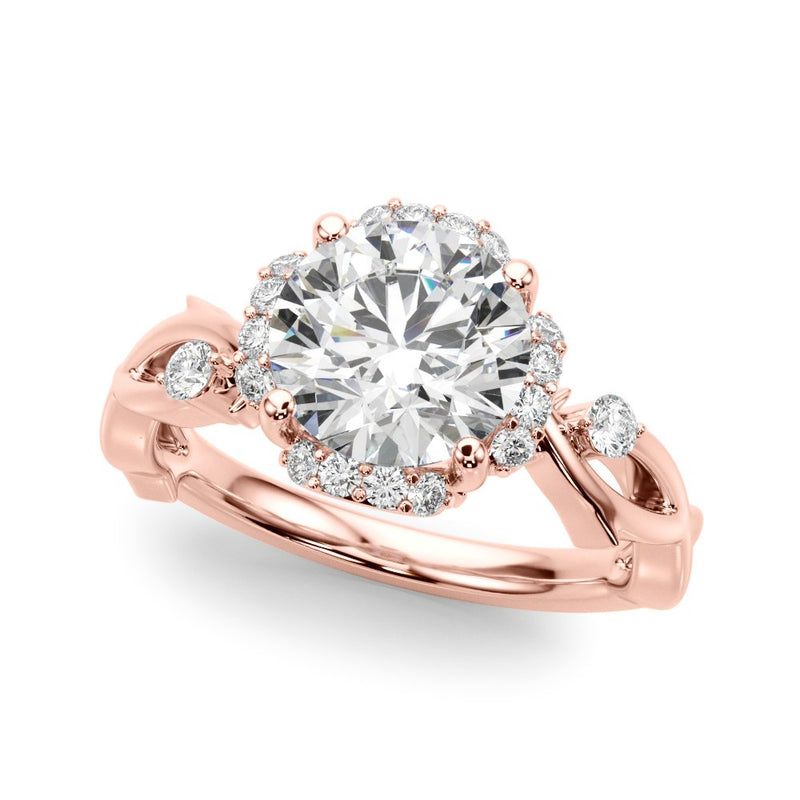 Tara Round Twisted Shank Halo Engagement Ring