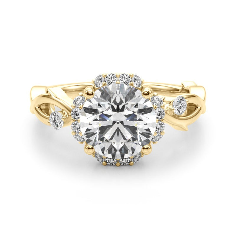 Tara Round Twisted Shank Halo Engagement Ring