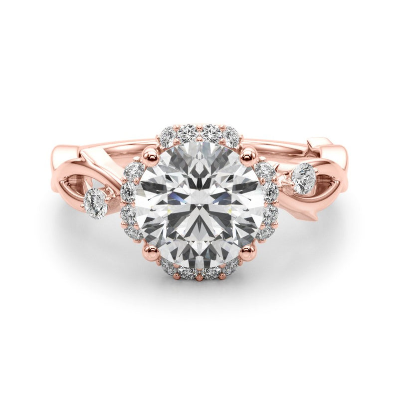 Tara Round Twisted Shank Halo Engagement Ring