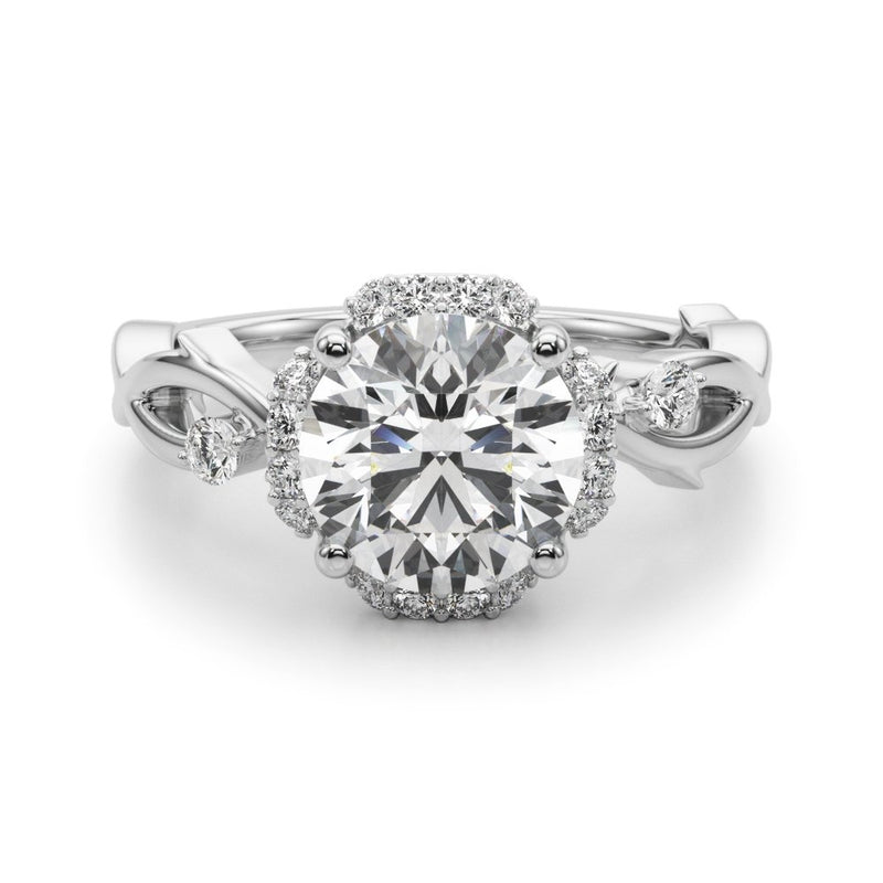 Tara Round Twisted Shank Halo Engagement Ring