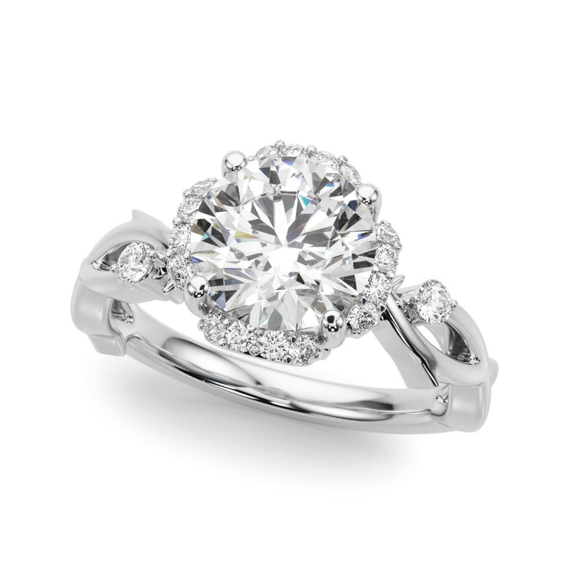 Tara Round Twisted Shank Halo Engagement Ring