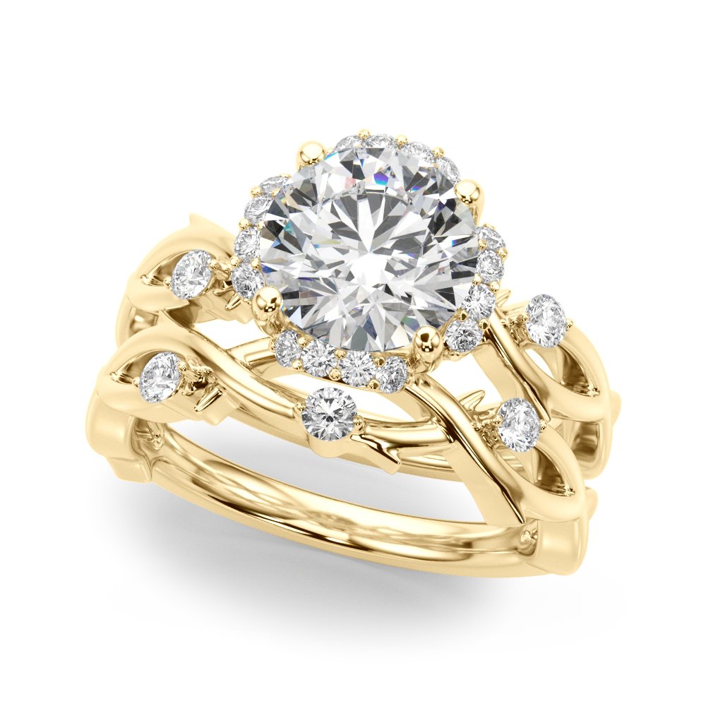 Tara Round Twisted Shank Halo Engagement Ring