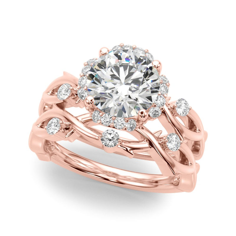 Tara Round Twisted Shank Halo Engagement Ring